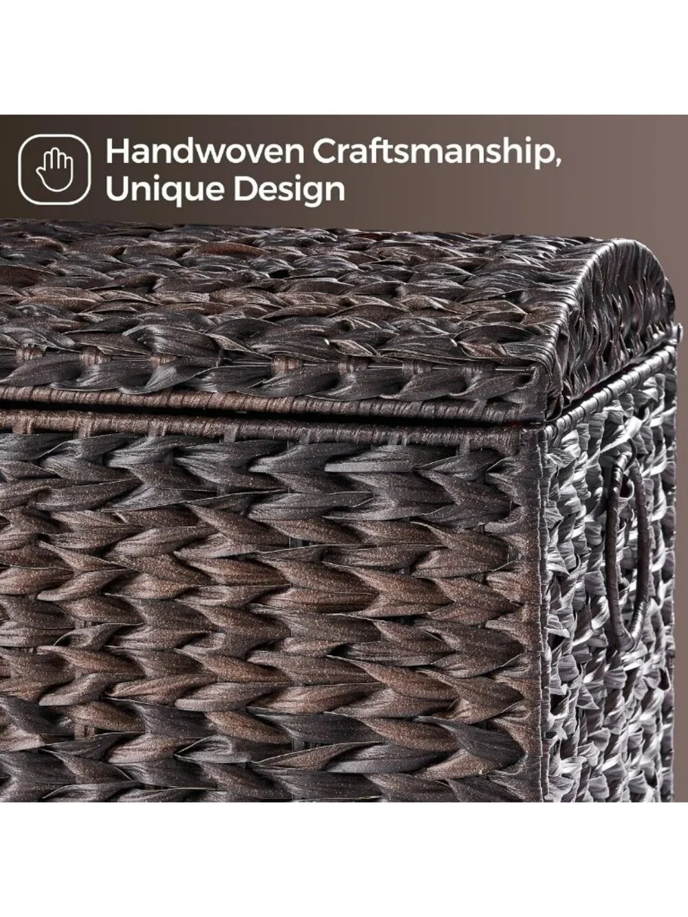 Large Handwoven Wicker Storage Basket with Lid - Stylish Home Organizer, 178L